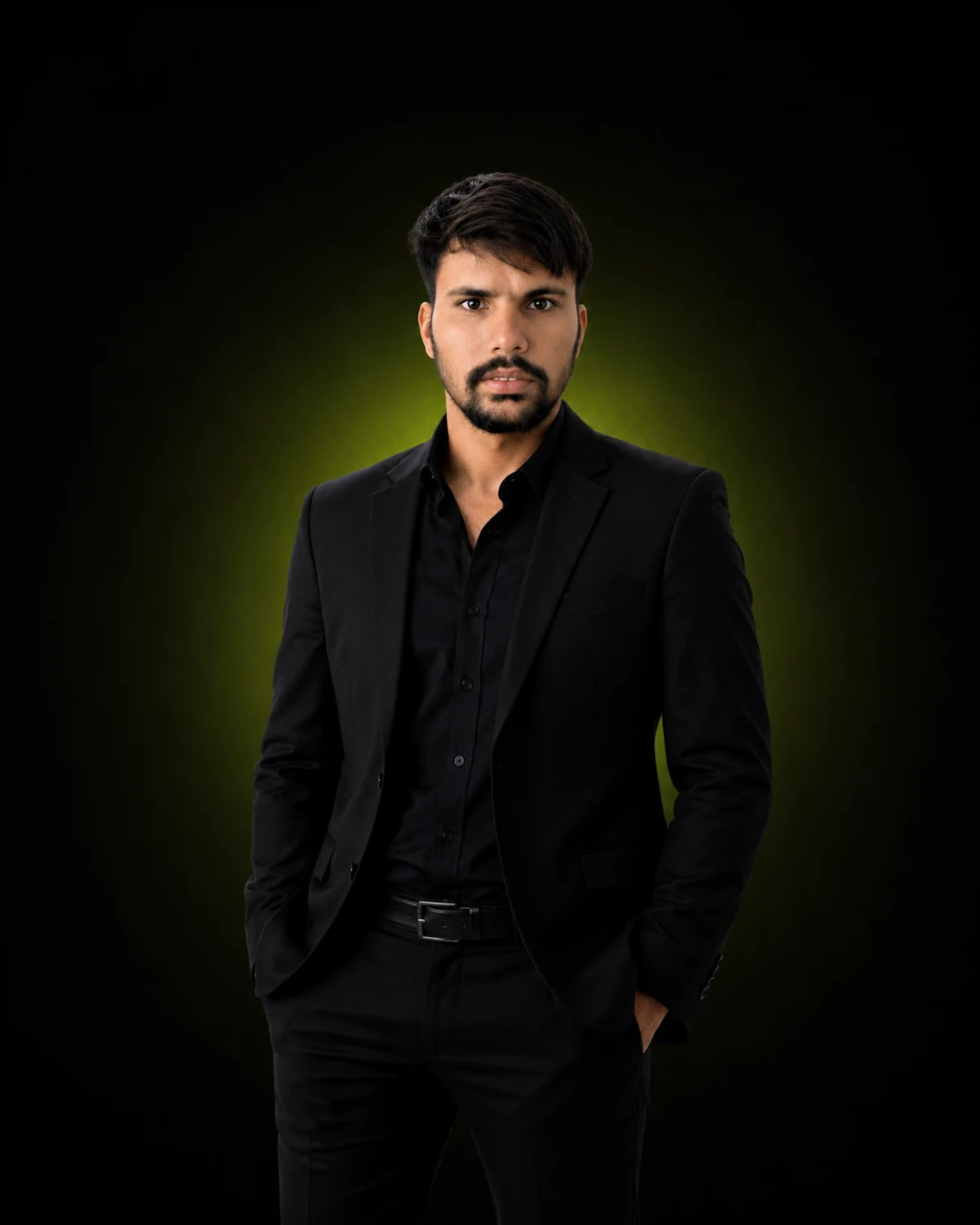 Ajay Saini in a black suit